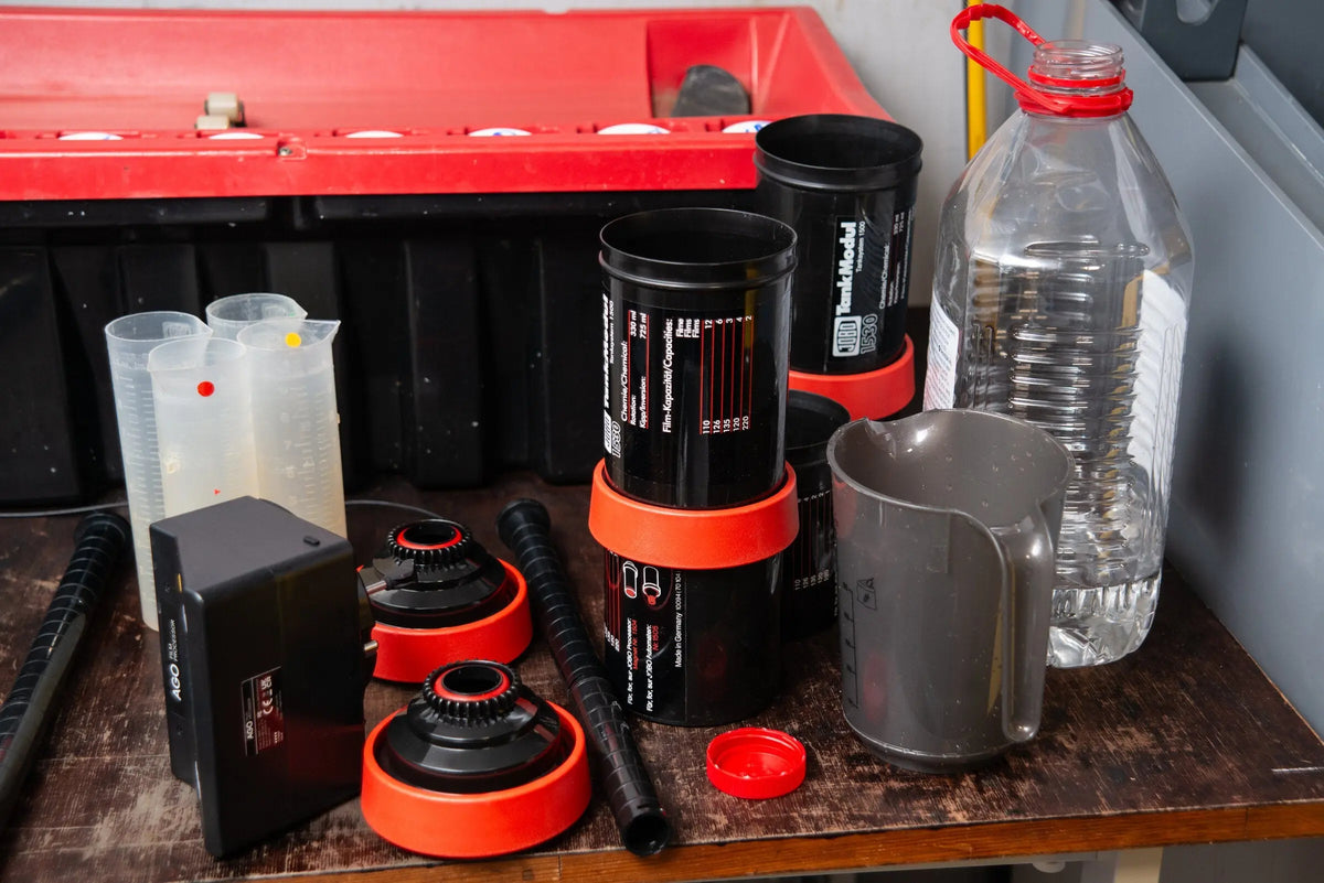 Measuring film-development chemistry temperature with a thermometer