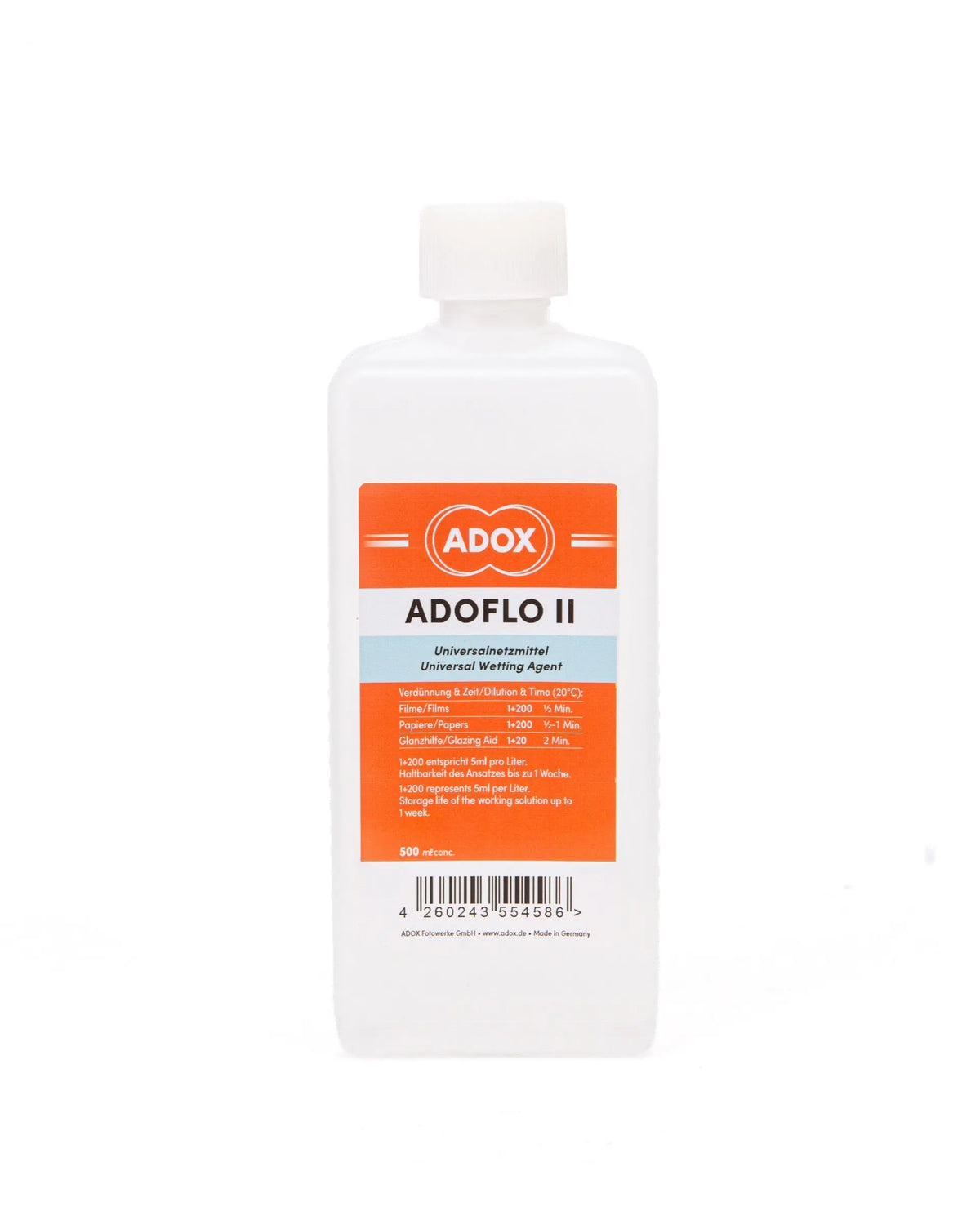 Bottle of Adox Adoflo II photographic wetting agent