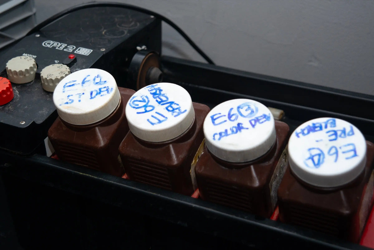Bottles labelled for E-6 film processing