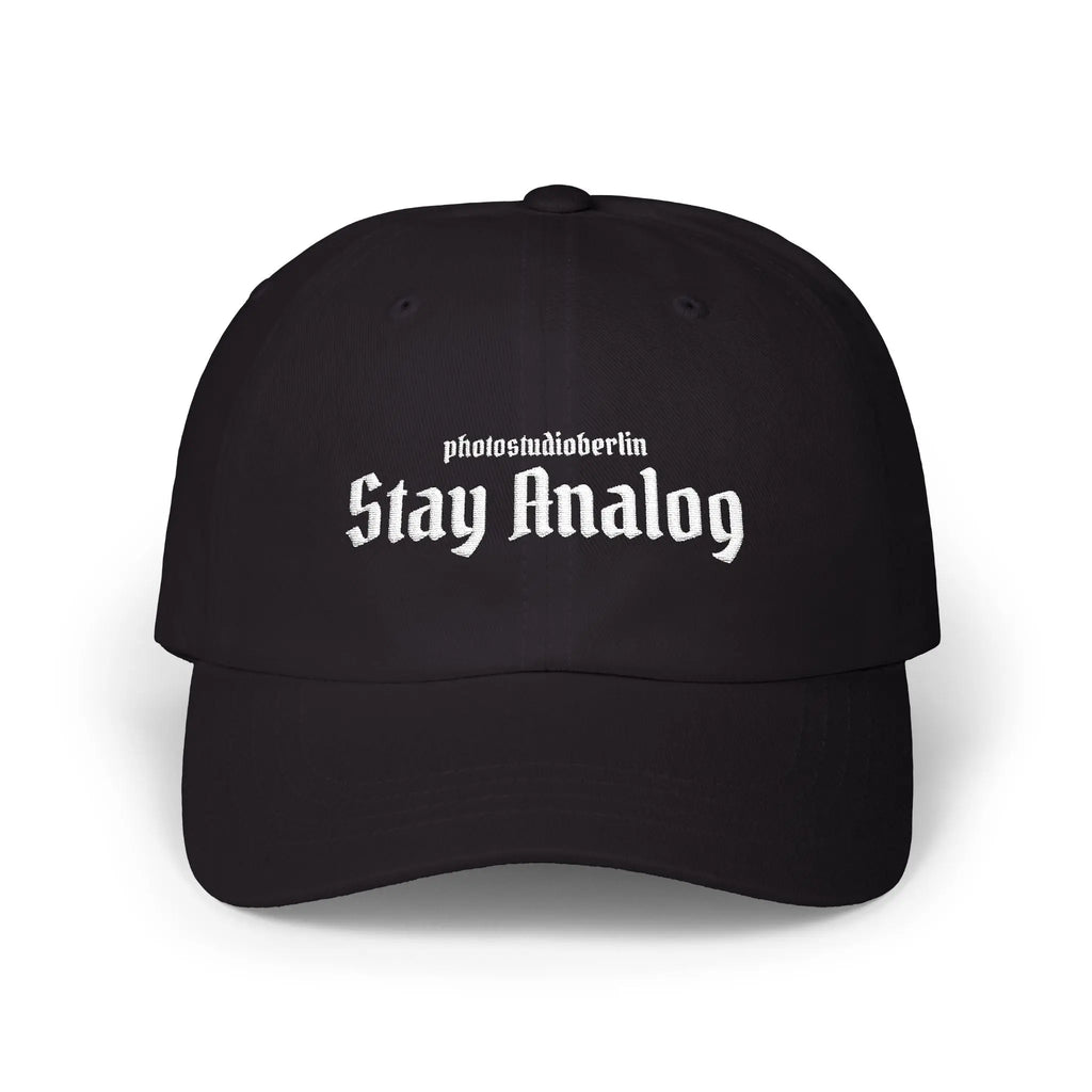 Stay Analog Dad Cap – Vintage Gothic bestickte Baseballmütze – Photo Studio Berlin