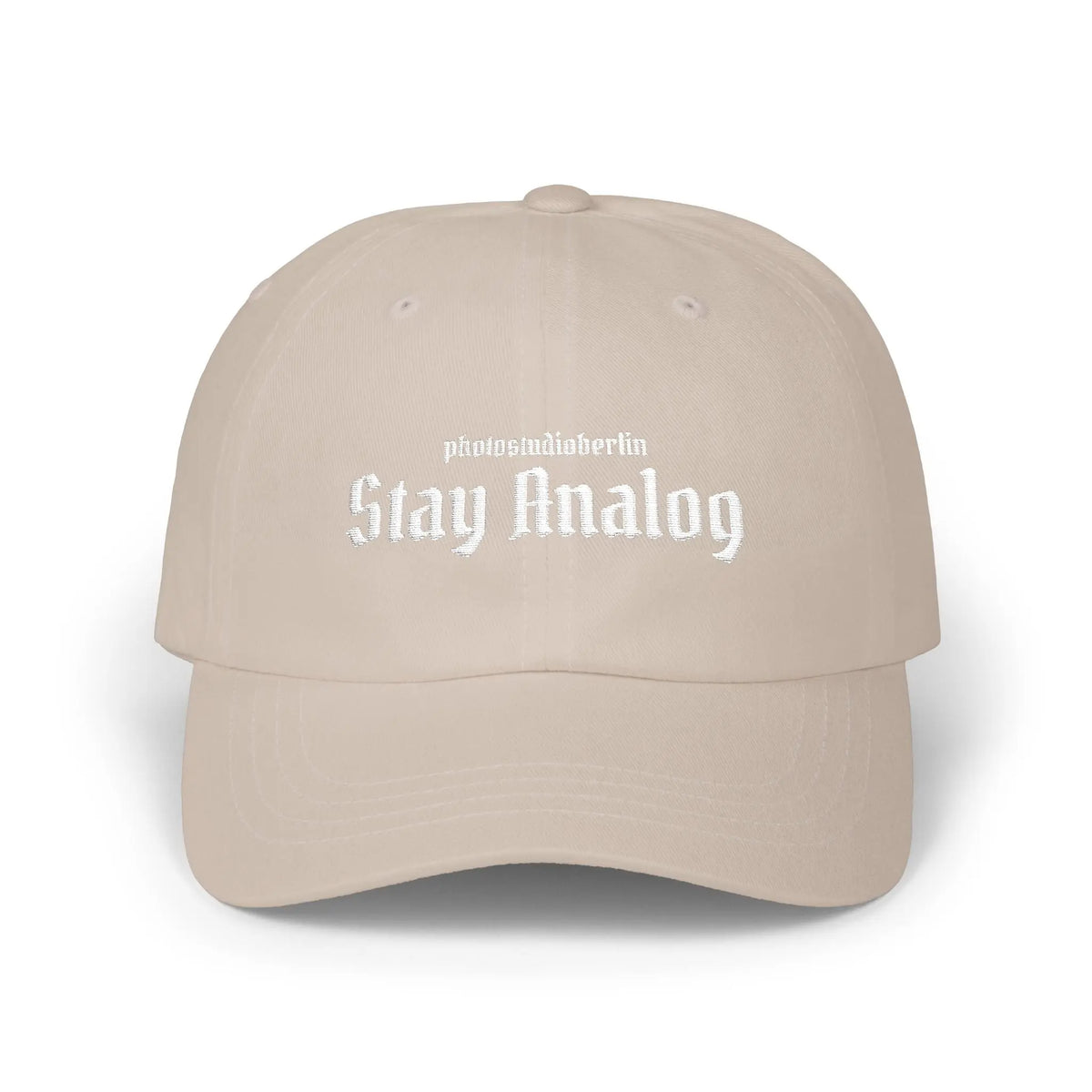 Stay Analog Dad Cap — Vintage Gothic Embroidered Baseball Hat - Photo Studio Berlin