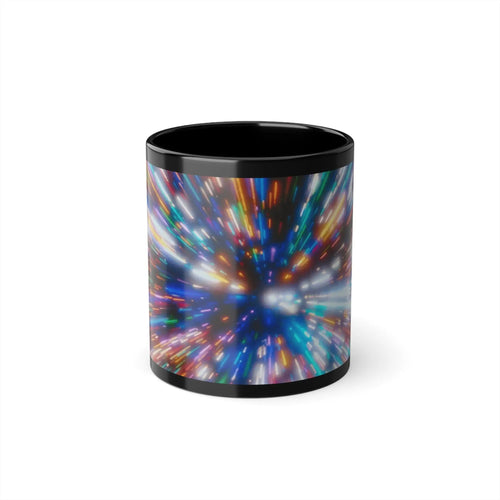 Taza negra de cerámica — Taza con explosión de luz multicolor (325 ml) - Photo Studio Berlin