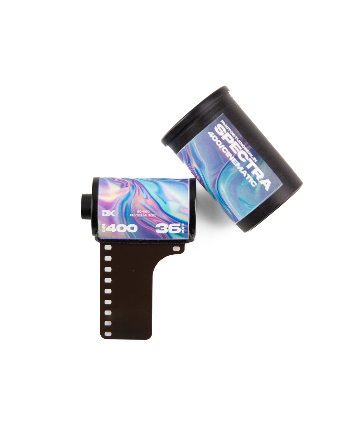 35mm Spectra Cinematic 400 daylight-balanced color film with 36 exposures, compatible with ECN-2 and C-41 development.