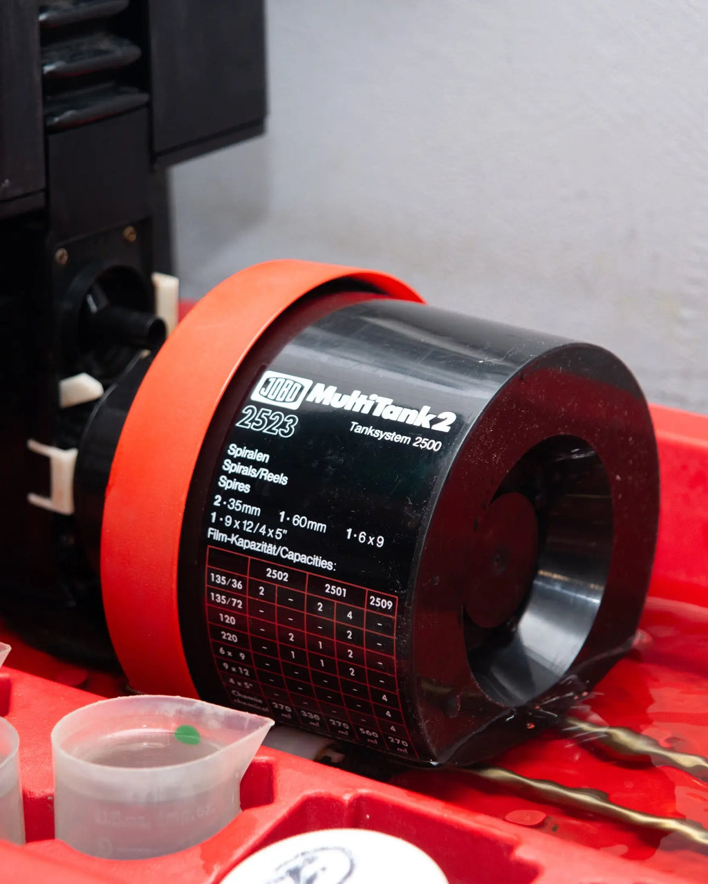 Close-up of a JOBO MultiTank in the water bath at Berlin Photo Studio