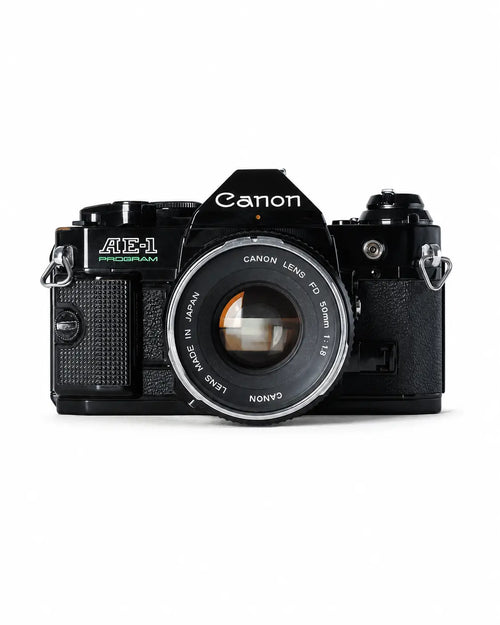 Canon AE-1 Program Black with FD 50mm f/1.8 Chrome Nose – product view 2